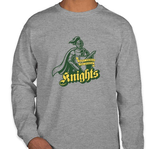 Adult Gray "Knights" Long Sleeve Tees